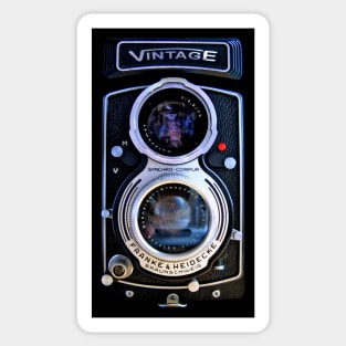 Classic Retro vintage black double lens camera Sticker